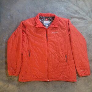 Columbia Jacket Mens Large Red Puffer Omni-Heat Insulated Full Zip